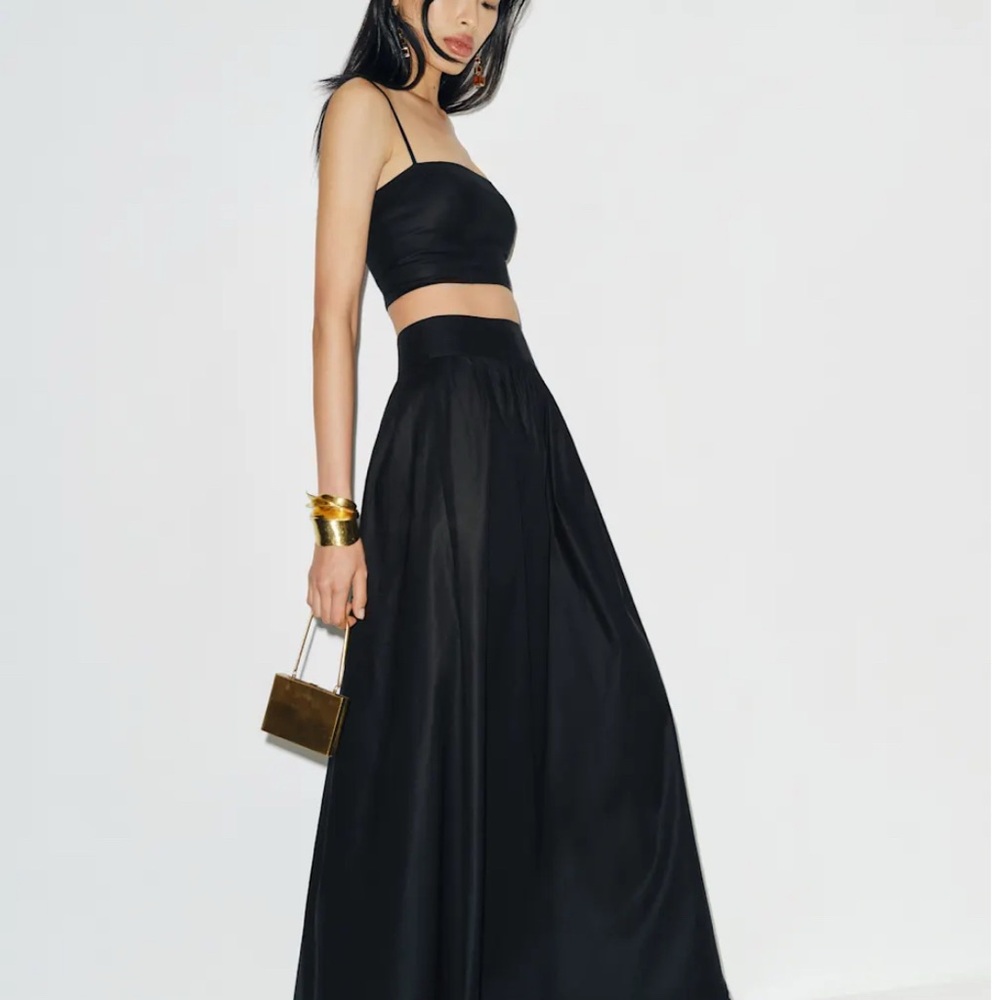 Reformation Black Satin Maxi Skirt